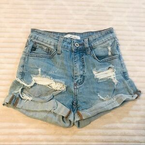 KanCan High Rise Distressed Jean Shorts Size 23 00